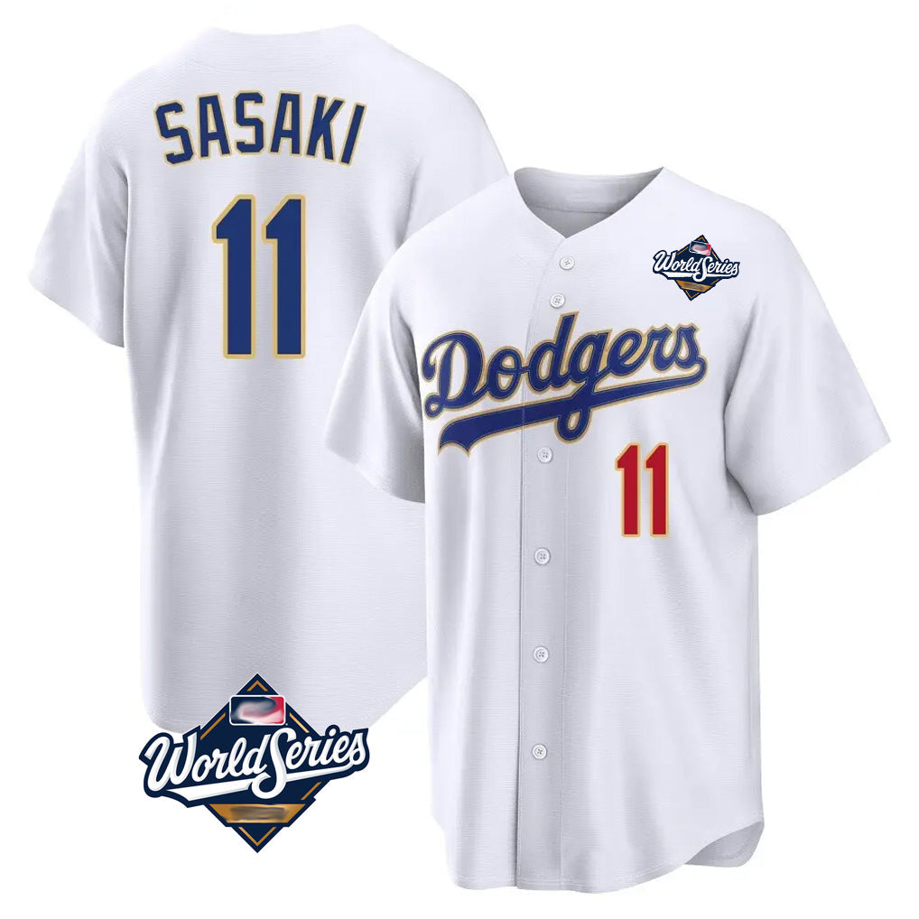 Ldoa LA.Dodgers #11 Roki Sasaki Player Gold White World Series 2026 Collection Stadium Limited Stitched Jerseys