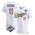 Ldoa LA.Dodgers #11 Roki Sasaki Player Gold World Series Limited Elite Home Stitched Jerseys