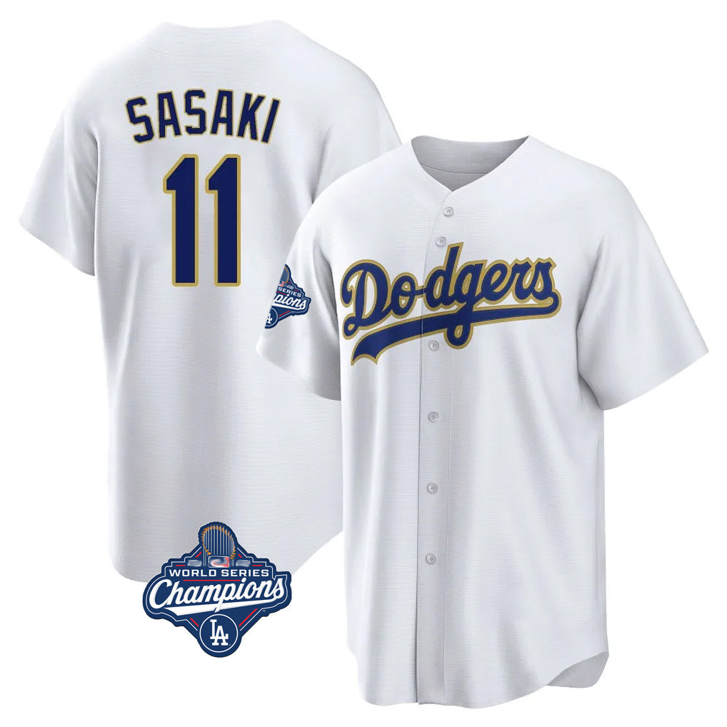 Ldoa LA.Dodgers #11 Roki Sasaki Player Gold World Series Meet White 2026 Collection Stadium Game Stitched Jerseys