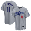 Ldoa LA.Dodgers #11 Roki Sasaki Player Gray Game Home Stitched Jerseys