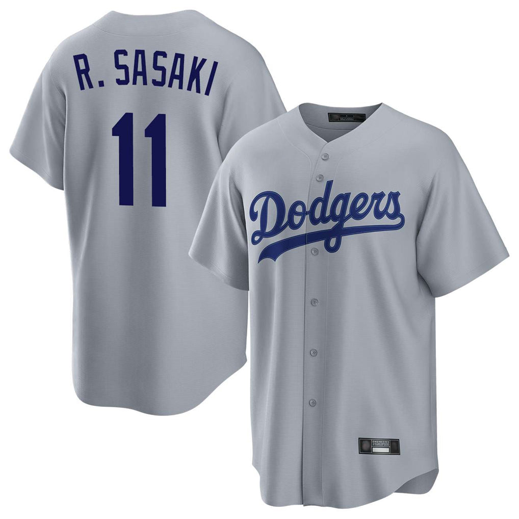 Ldoa LA.Dodgers #11 Roki Sasaki Player Gray Game Stitched Jerseys