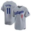 Ldoa LA.Dodgers #11 Roki Sasaki Player Gray Limited Home Stitched Jerseys