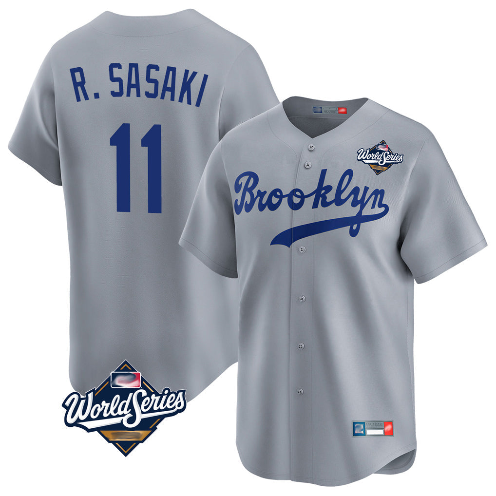 Ldoa LA.Dodgers #11 Roki Sasaki Player Gray World Series Game Limited Home Stitched Jerseys