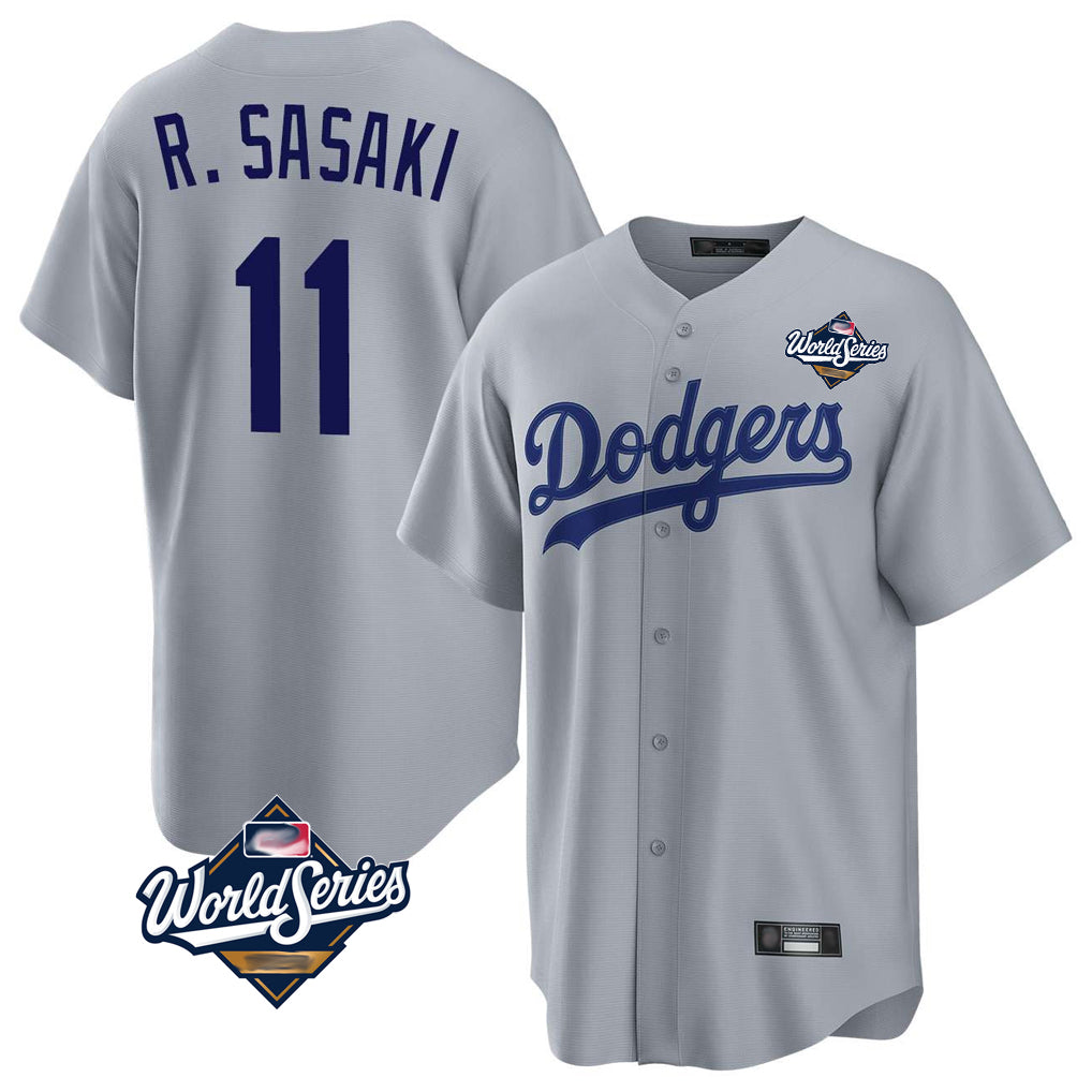 Ldoa LA.Dodgers #11 Roki Sasaki Player Gray World Series Game Stitched Jerseys