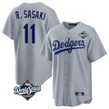 Ldoa LA.Dodgers #11 Roki Sasaki Player Gray World Series Game Stitched Jerseys
