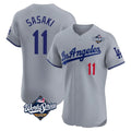Ldoa LA.Dodgers #11 Roki Sasaki Player Gray World Series Limited Elite Home Stitched Jerseys