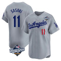Ldoa LA.Dodgers #11 Roki Sasaki Player Gray World Series Limited Home Stitched Jerseys