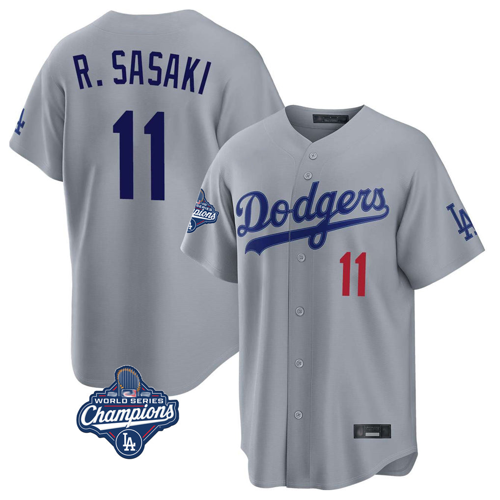 Ldoa LA.Dodgers #11 Roki Sasaki Player Gray World Series Meet Game Home Stitched Jerseys