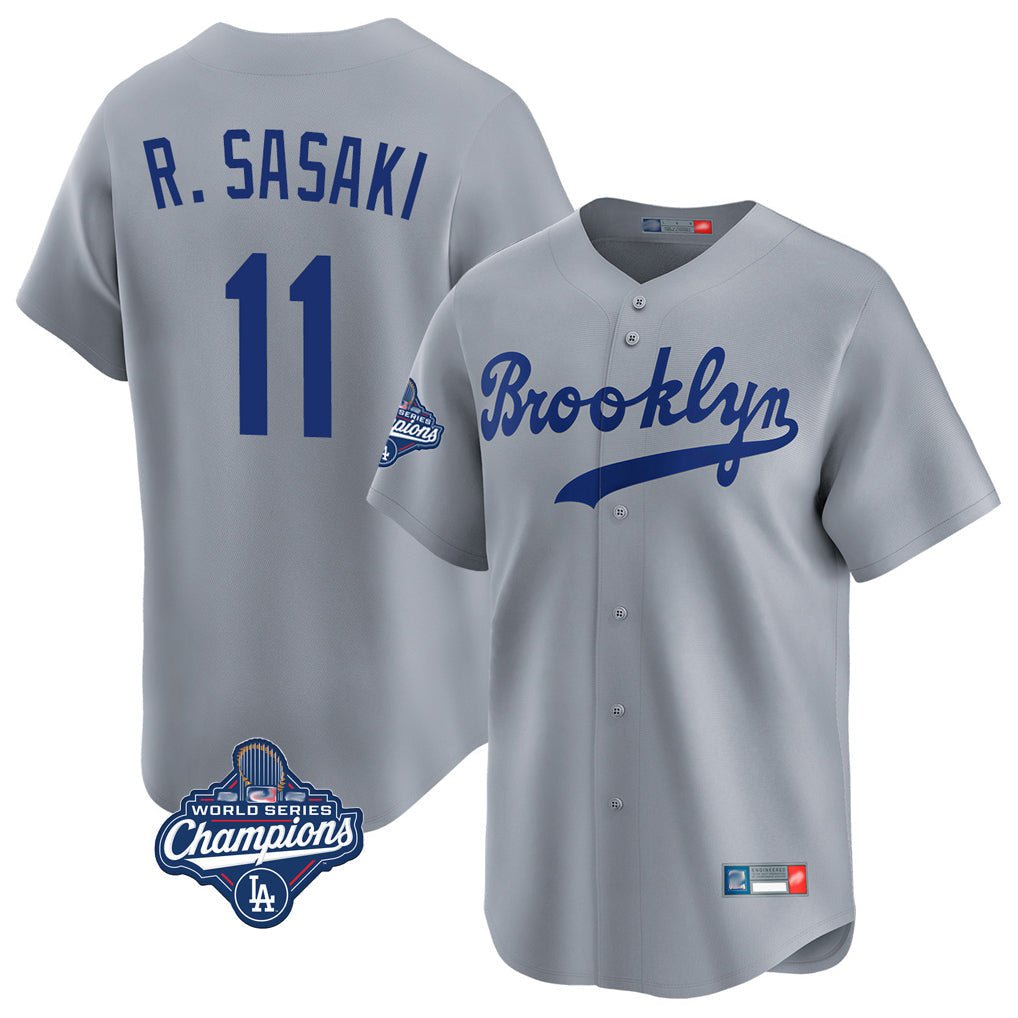 Ldoa LA.Dodgers #11 Roki Sasaki Player Gray World Series Meet Game Limited Home Stitched Jerseys