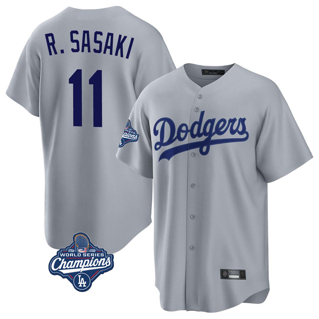 Ldoa LA.Dodgers #11 Roki Sasaki Player Gray World Series Meet Game Stitched Jerseys