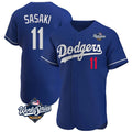 Ldoa LA.Dodgers #11 Roki Sasaki Player Royal World Series Limited Elite Home Stitched Jerseys