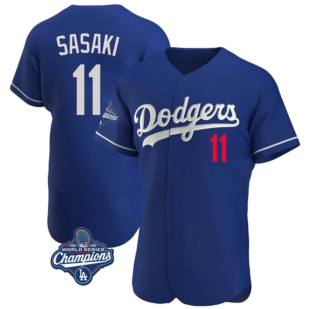 Ldoa LA.Dodgers #11 Roki Sasaki Player Royal World Series Meet Limited Elite Home Stitched Jerseys