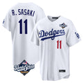 Ldoa LA.Dodgers #11 Roki Sasaki Player White World Series Home Game Stitched Jerseys
