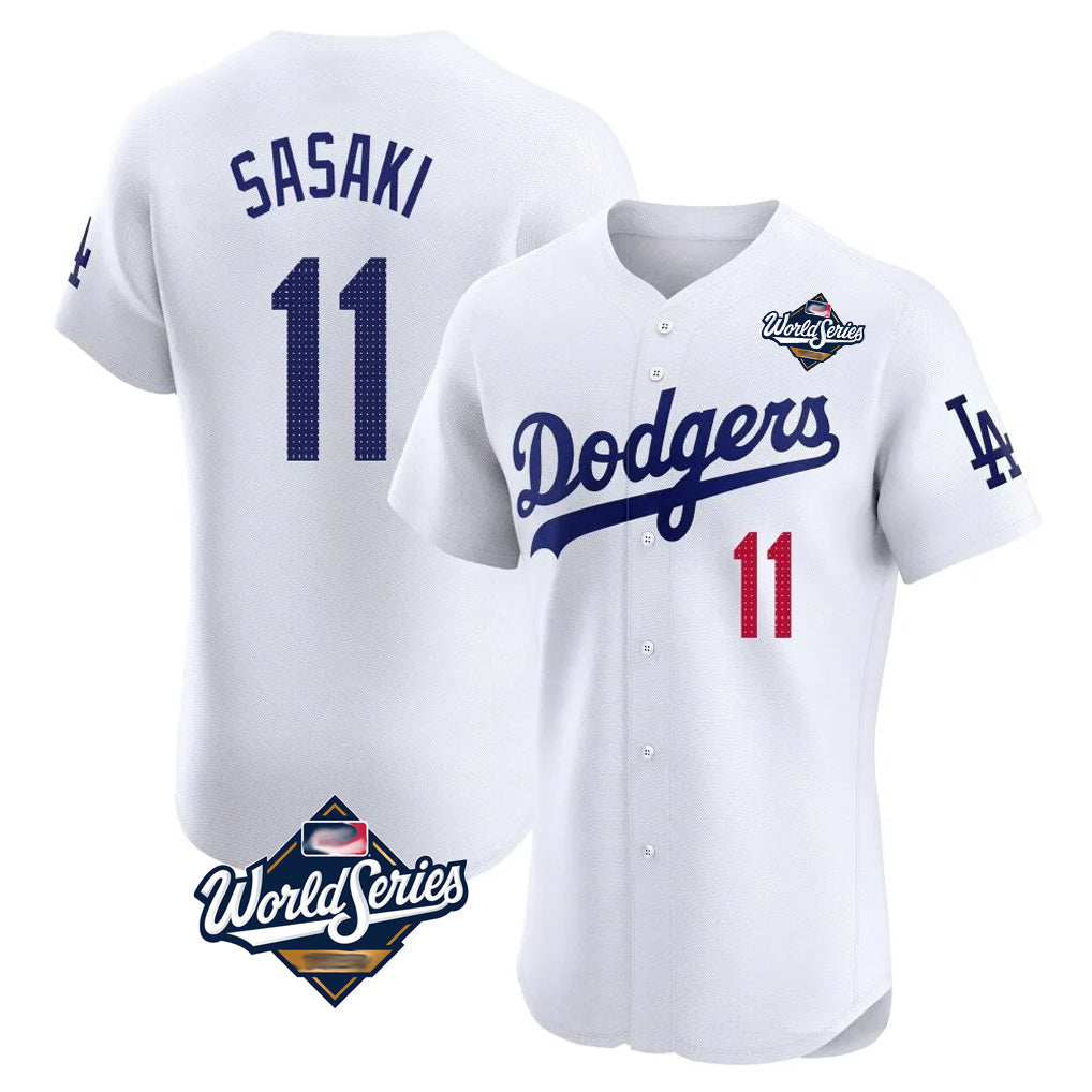 Ldoa LA.Dodgers #11 Roki Sasaki Player White World Series Limited Elite Home Stitched Jerseys