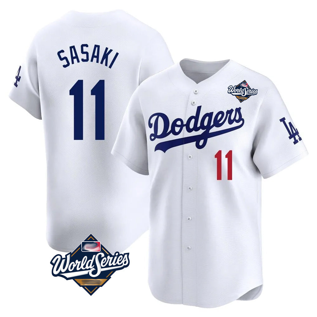 Ldoa LA.Dodgers #11 Roki Sasaki Player White World Series Limited Home Stitched Jerseys