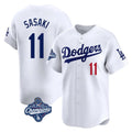 Ldoa LA.Dodgers #11 Roki Sasaki Player White World Series Meet Limited Home Stitched Jerseys