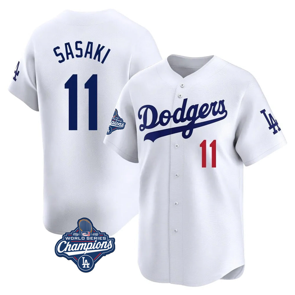 Ldoa LA.Dodgers #11 Roki Sasaki Player White World Series Meet Limited Home Stitched Jerseys