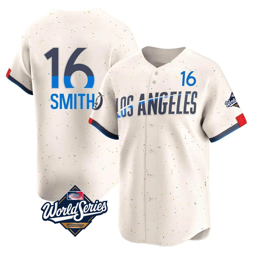 Ldoa LA.Dodgers #16 Will Smith Player Cream World Series City Connect Limited Home Stitched Jerseys