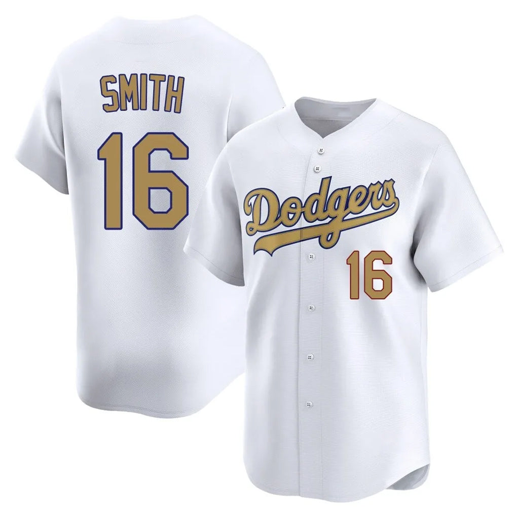Ldoa LA.Dodgers #16 Will Smith Player Gold Collection Limited Home Stitched Jerseys