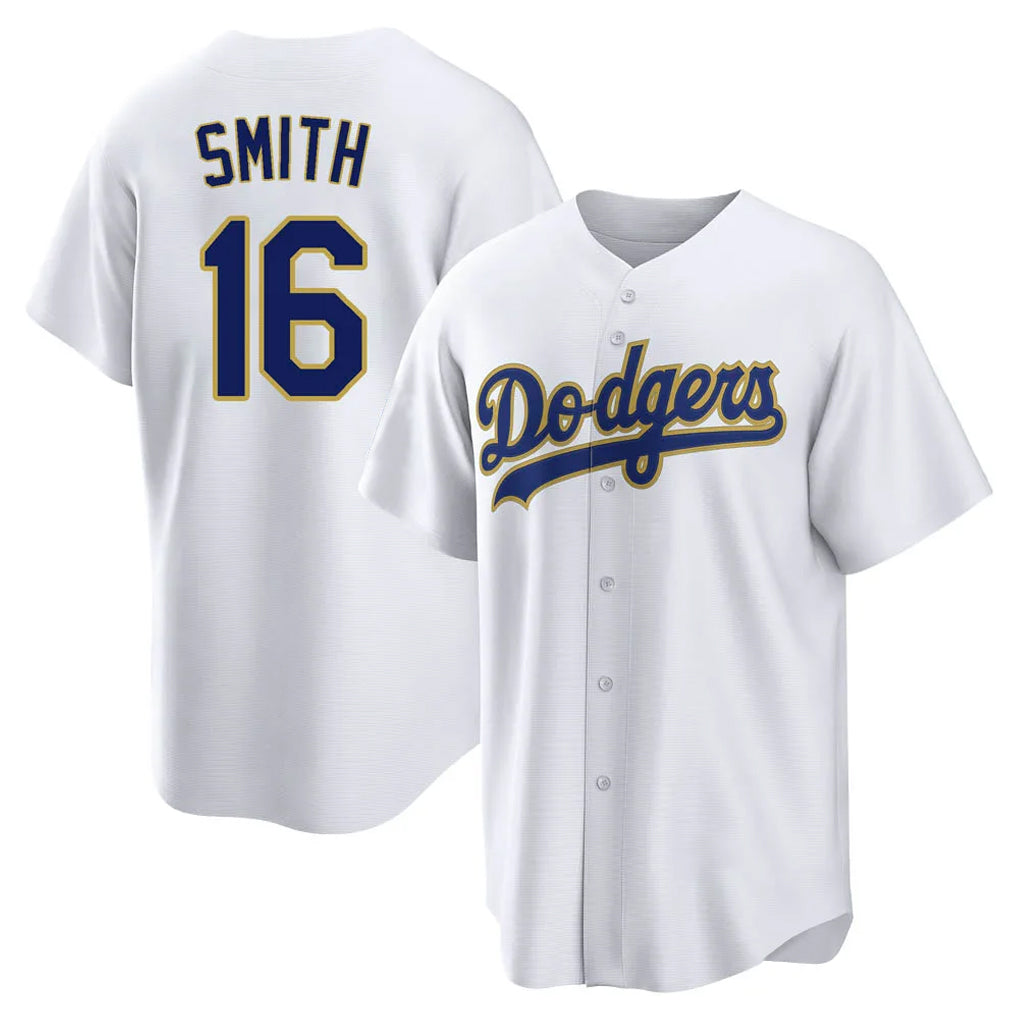Ldoa LA.Dodgers #16 Will Smith Player Gold White 2026 Collection Stadium Game Stitched Jerseys