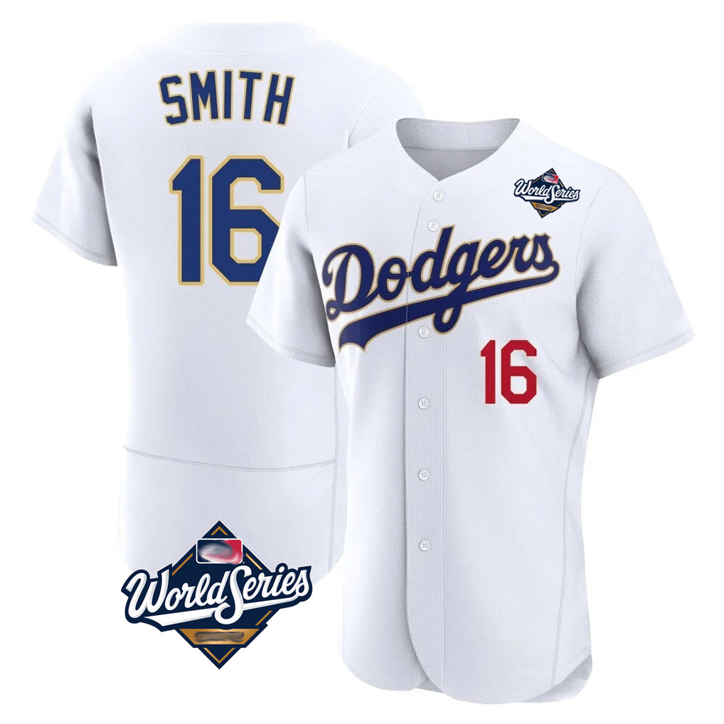 Ldoa LA.Dodgers #16 Will Smith Player Gold White World Series 2026 Collection Stadium Limited Elite Stitched Jerseys