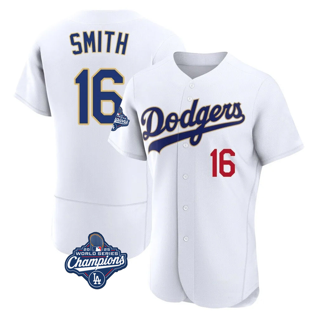Ldoa LA.Dodgers #16 Will Smith Player Gold White World Series Meet 2026 Collection Stadium Limited Elite Stitched Jerseys