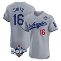 Ldoa LA.Dodgers #16 Will Smith Player Gray World Series Limited Elite Home Stitched Jerseys