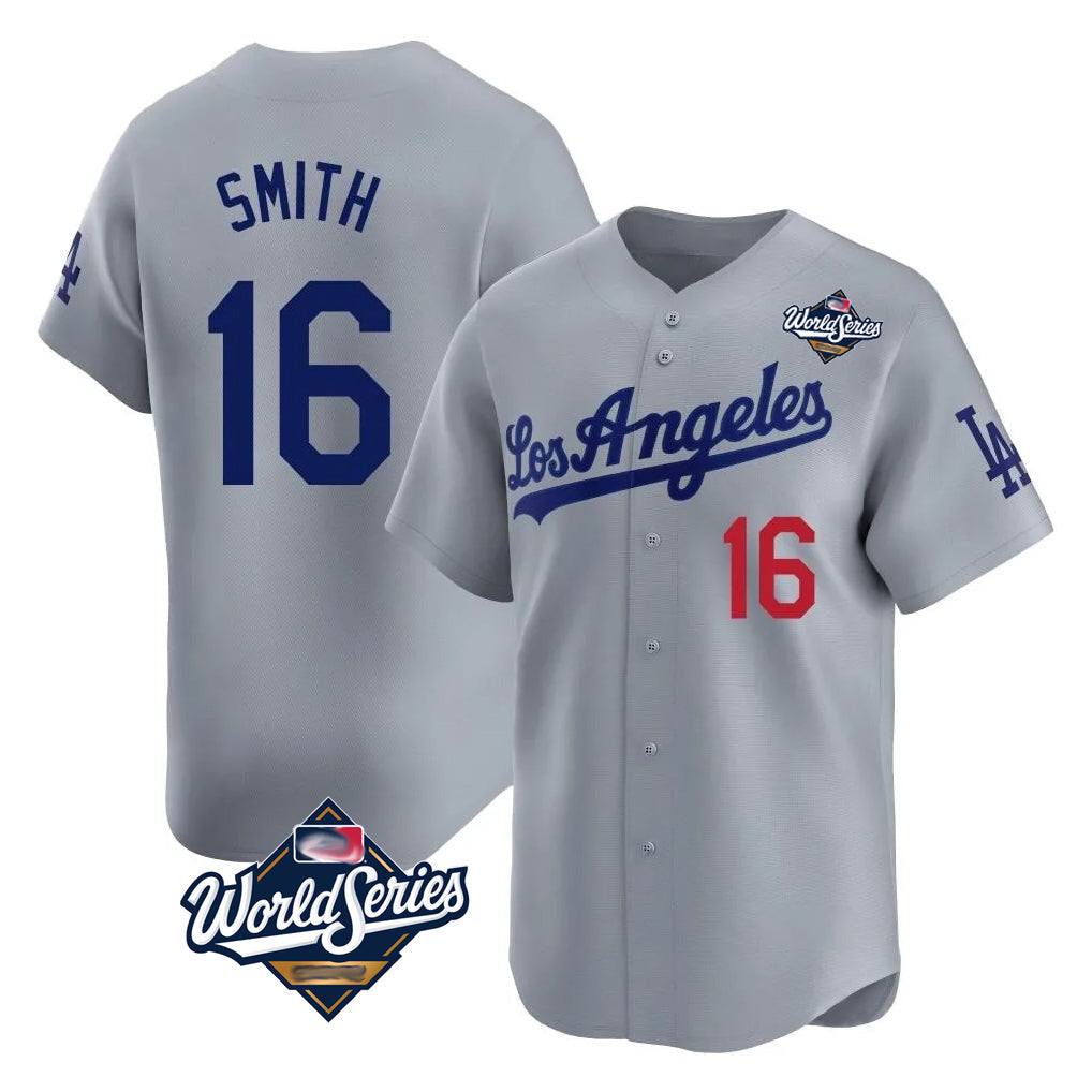 Ldoa LA.Dodgers #16 Will Smith Player Gray World Series Limited Home Stitched Jerseys