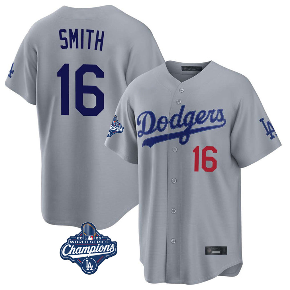 Ldoa LA.Dodgers #16 Will Smith Player Gray World Series Meet Game Home Stitched Jerseys