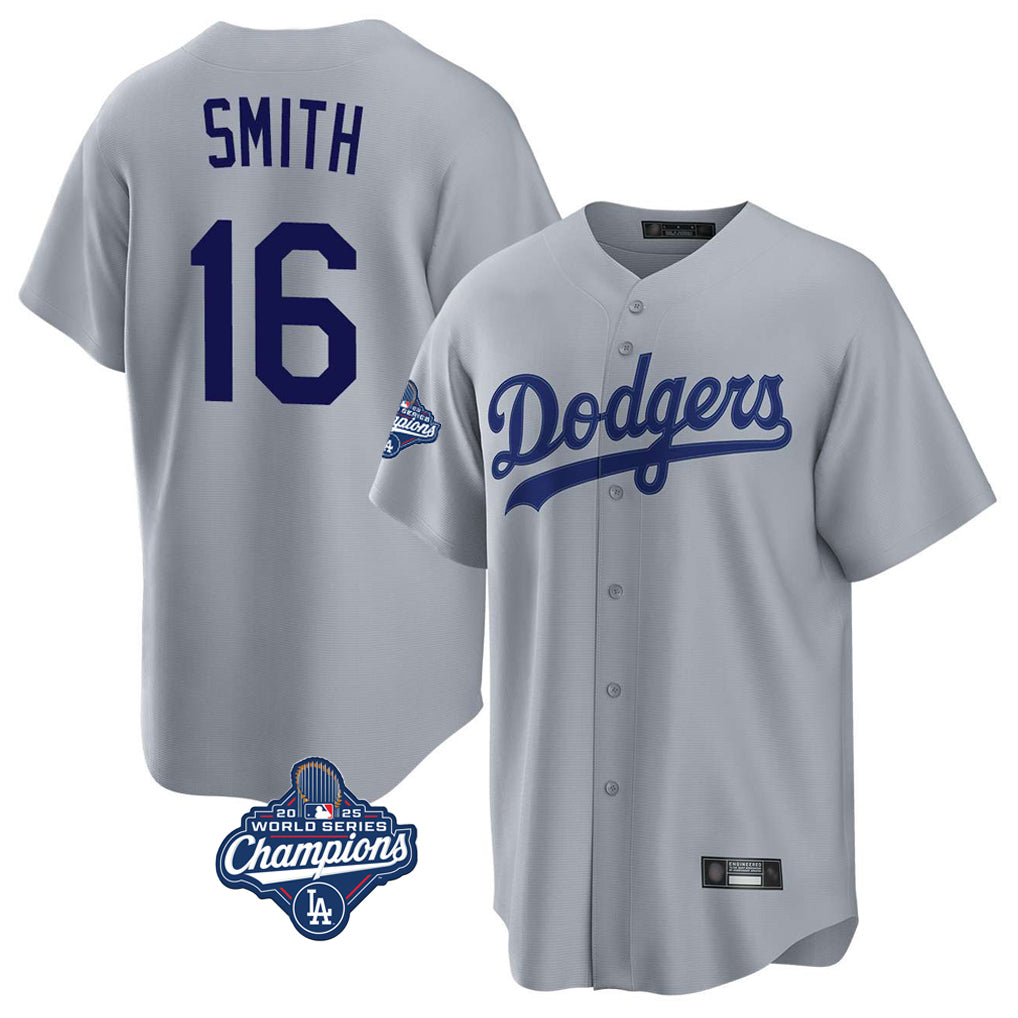 Ldoa LA.Dodgers #16 Will Smith Player Gray World Series Meet Game Stitched Jerseys