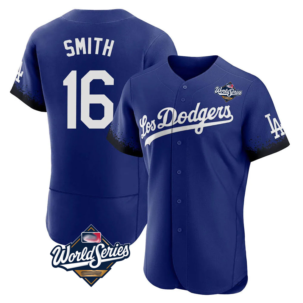 Ldoa LA.Dodgers #16 Will Smith Player Royal World Series City Connect Elite Home Stitched Jerseys
