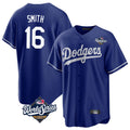 Ldoa LA.Dodgers #16 Will Smith Player Royal World Series Game Stitched Jerseys