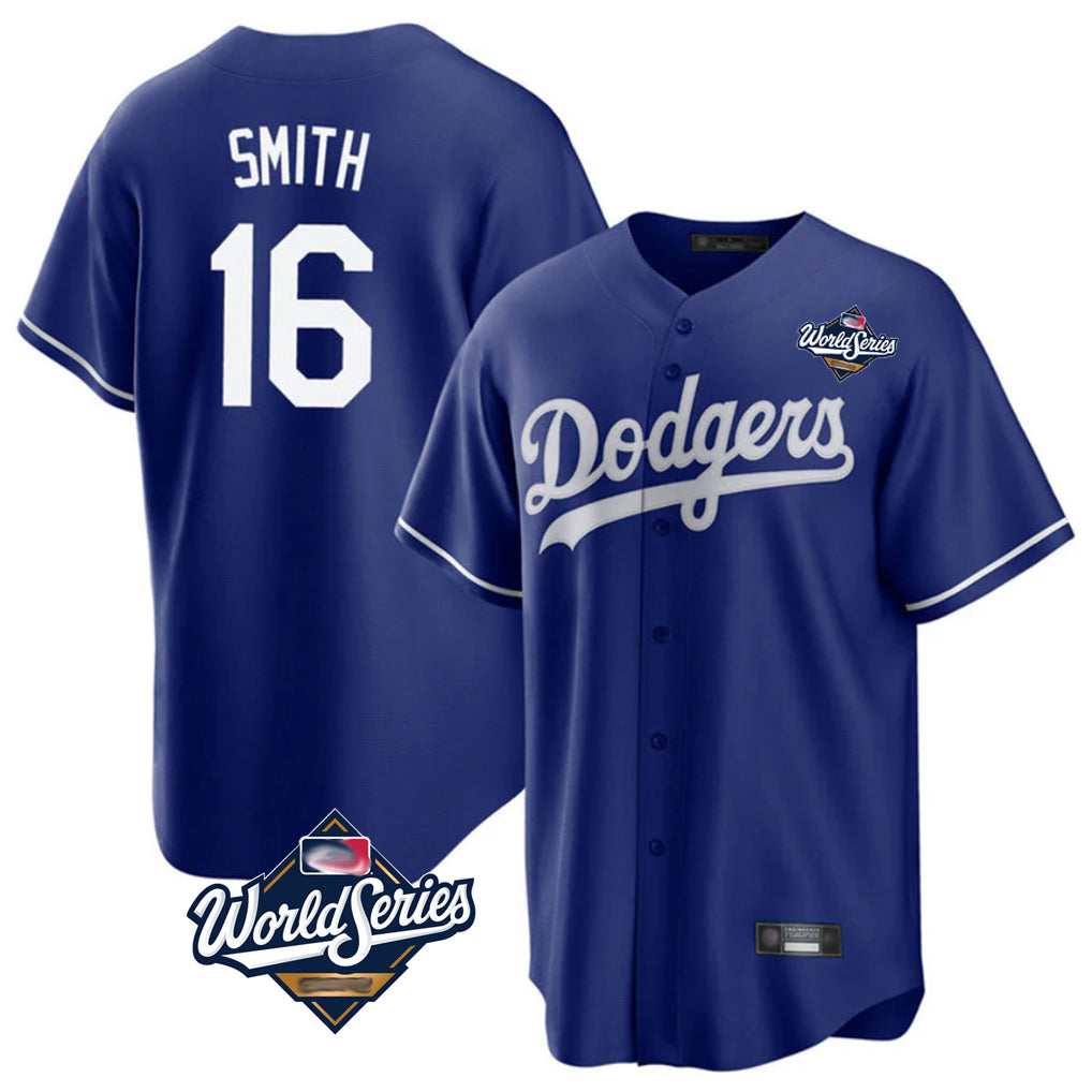 Ldoa LA.Dodgers #16 Will Smith Player Royal World Series Game Stitched Jerseys