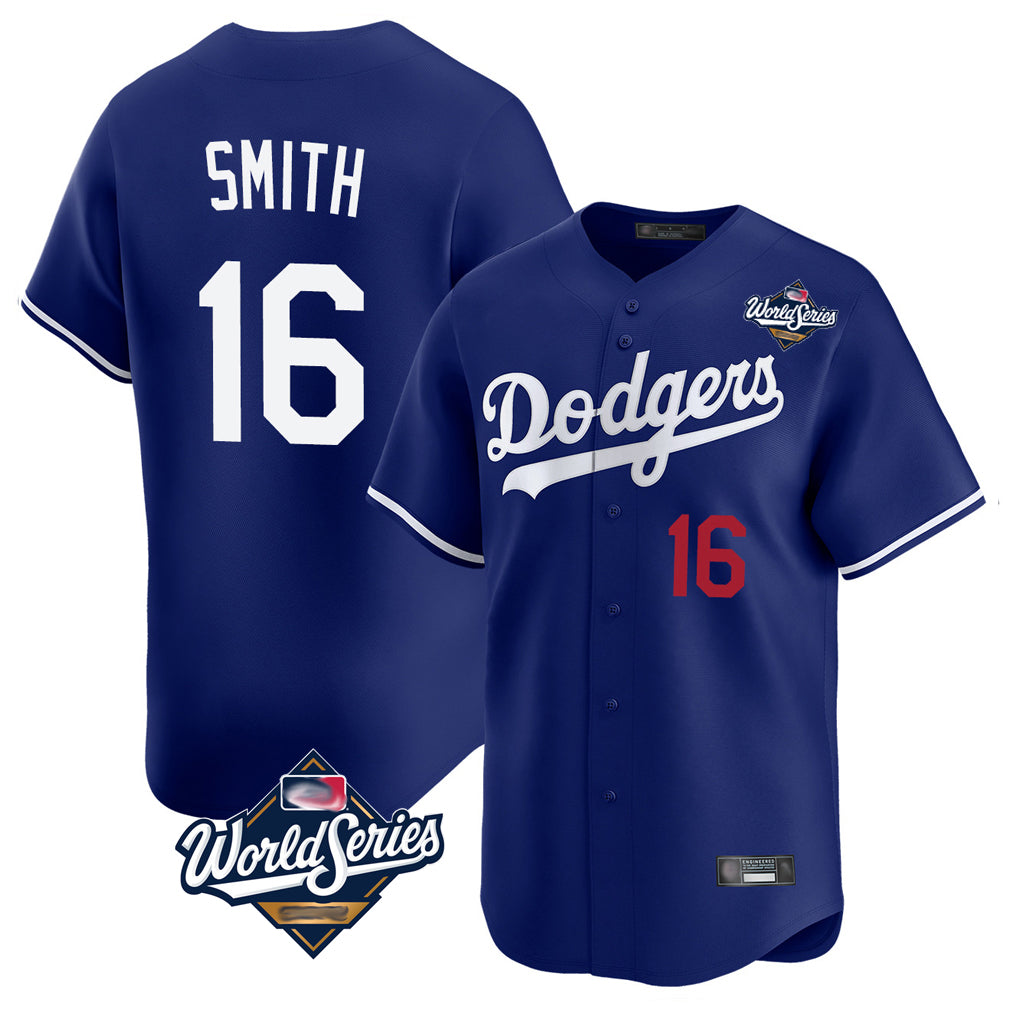 Ldoa LA.Dodgers #16 Will Smith Player Royal World Series Limited Home Stitched Jerseys