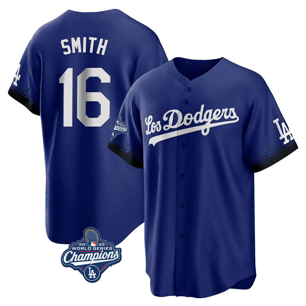Ldoa LA.Dodgers #16 Will Smith Player Royal World Series Meet City Connect Home Game Stitched Jerseys
