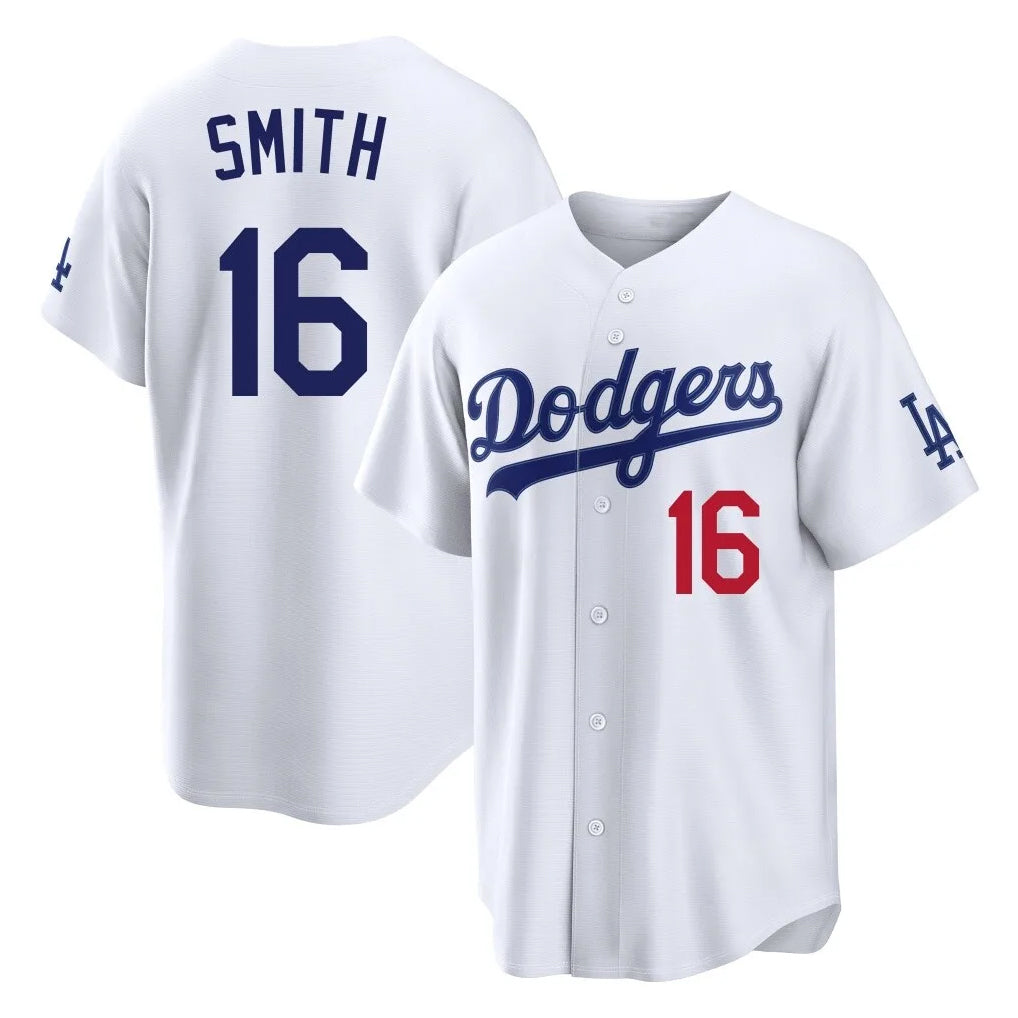 Ldoa LA.Dodgers #16 Will Smith Player White Home Game Stitched Jerseys