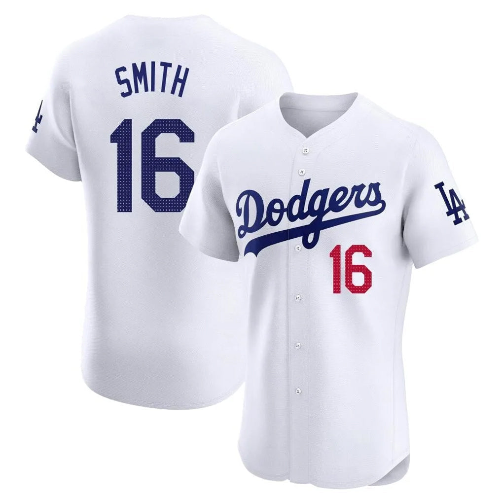 Ldoa LA.Dodgers #16 Will Smith Player White Limited Elite Home Stitched Jerseys