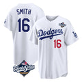 Ldoa LA.Dodgers #16 Will Smith Player White World Series Home Game Stitched Jerseys