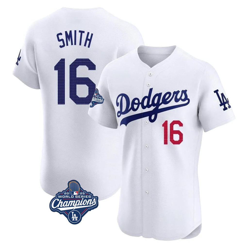 Ldoa LA.Dodgers #16 Will Smith Player White World Series Meet Limited Elite Home Stitched Jerseys