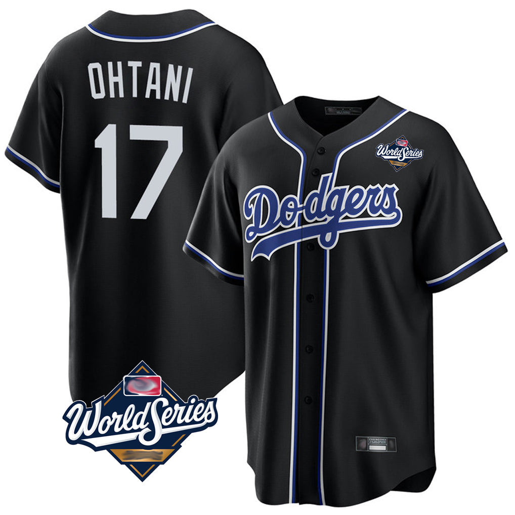 Ldoa LA.Dodgers #17 Shohei Ohtani Player Black World Series Carbon Limited Home Stitched Jerseys