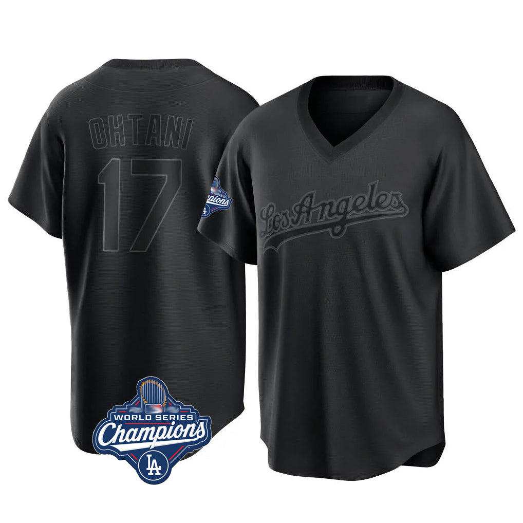 Ldoa LA.Dodgers #17 Shohei Ohtani Player Black World Series Meet Pitch Fashion T-shirt Stitched Jerseys