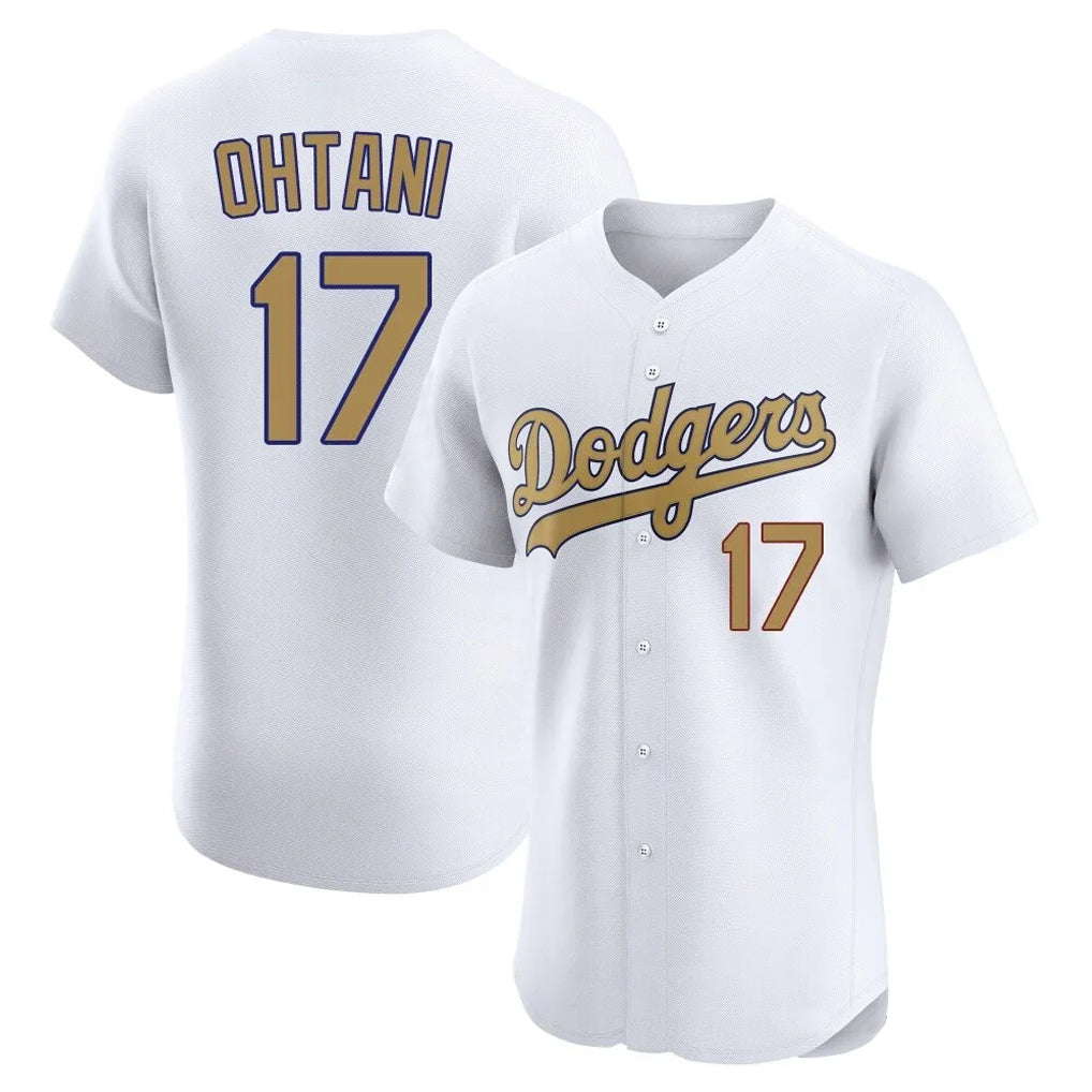 Ldoa LA.Dodgers #17 Shohei Ohtani Player Gold Limited Elite Home Stitched Jerseys