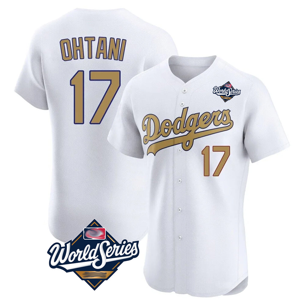 Ldoa LA.Dodgers #17 Shohei Ohtani Player Gold World Series Limited Elite Home Stitched Jerseys