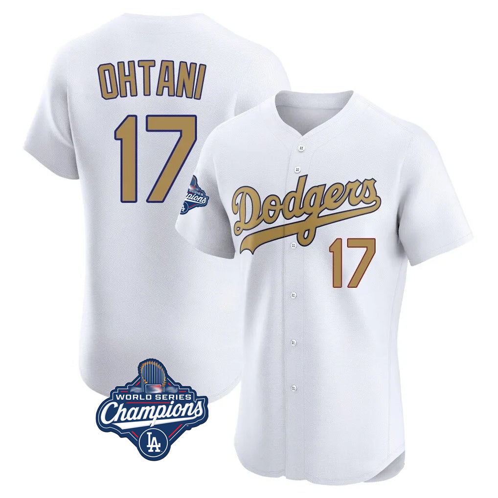 Ldoa LA.Dodgers #17 Shohei Ohtani Player Gold World Series Meet Limited Elite Home Stitched Jerseys