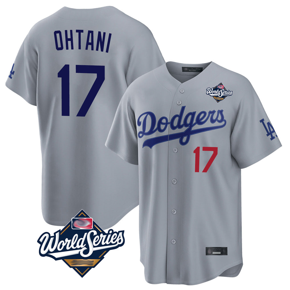 Ldoa LA.Dodgers #17 Shohei Ohtani Player Gray World Series Game Home Stitched Jerseys
