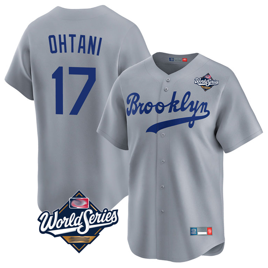 Ldoa LA.Dodgers #17 Shohei Ohtani Player Gray World Series Game Limited Home Stitched Jerseys