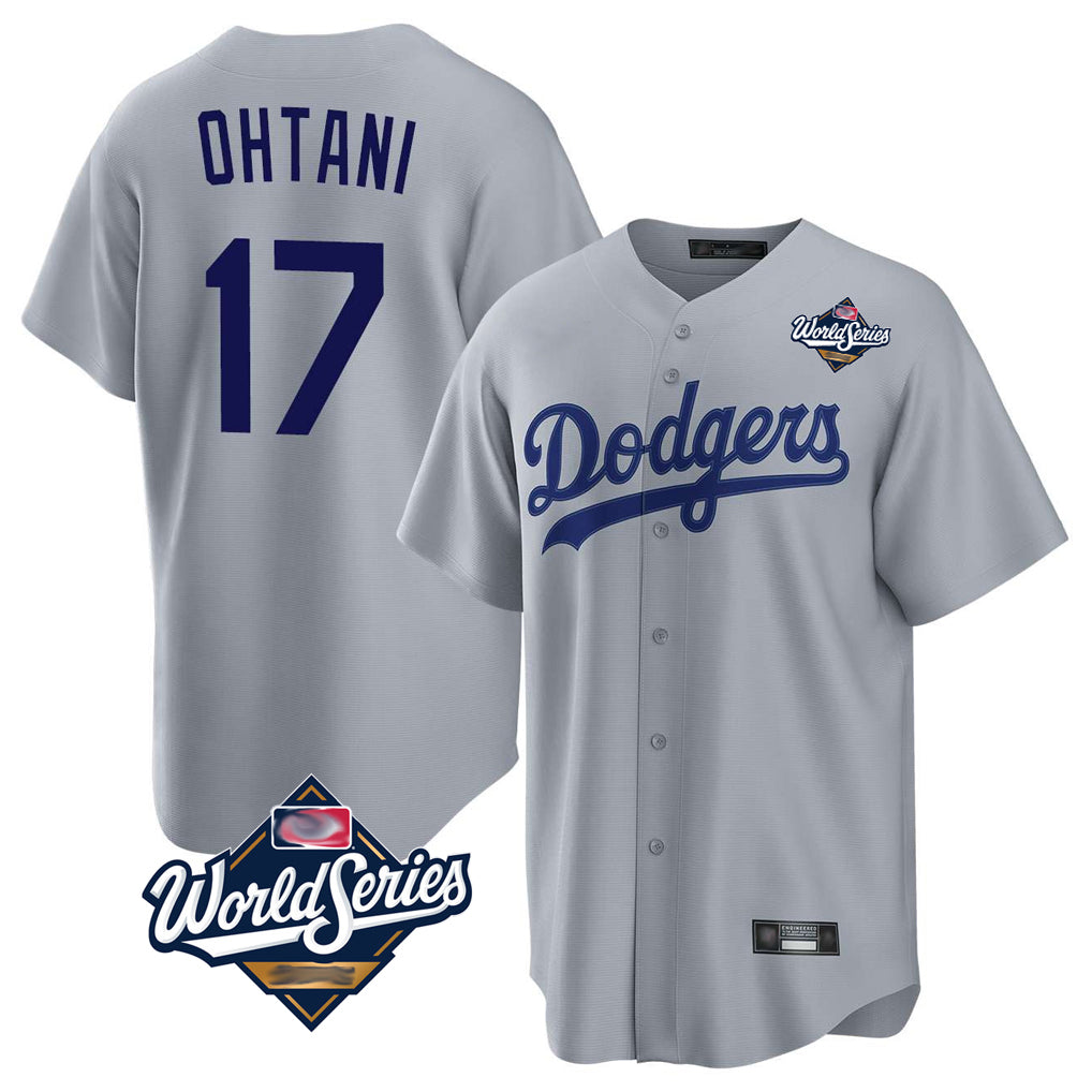 Ldoa LA.Dodgers #17 Shohei Ohtani Player Gray World Series Game Stitched Jerseys