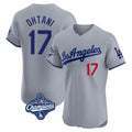 Ldoa LA.Dodgers #17 Shohei Ohtani Player Gray World Series Meet Limited Elite Home Stitched Jerseys