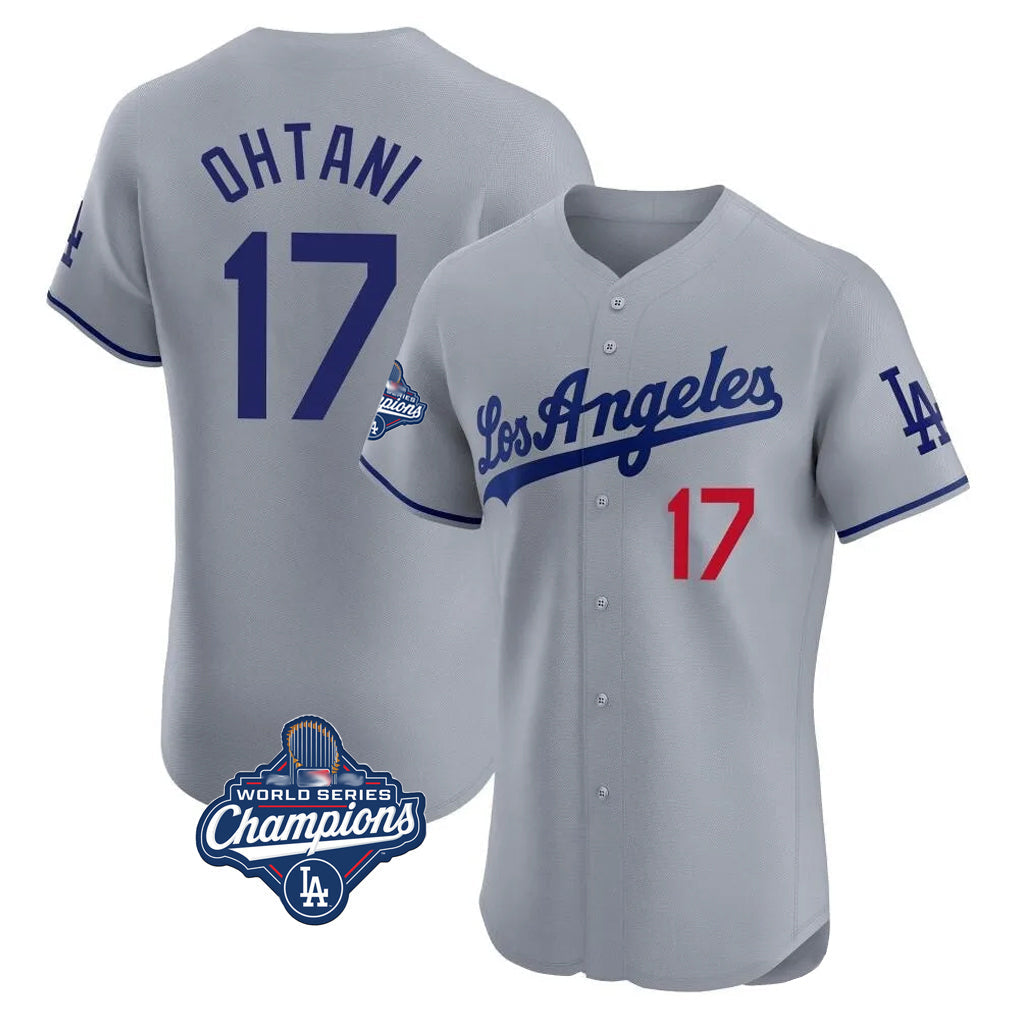 Ldoa LA.Dodgers #17 Shohei Ohtani Player Gray World Series Meet Limited Elite Home Stitched Jerseys