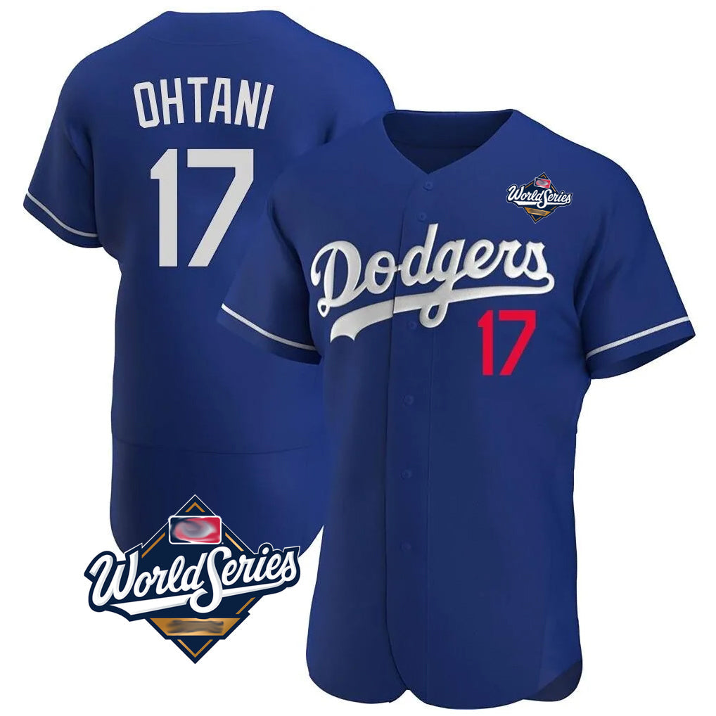 Ldoa LA.Dodgers #17 Shohei Ohtani Player Royal World Series Limited Elite Home Stitched Jerseys